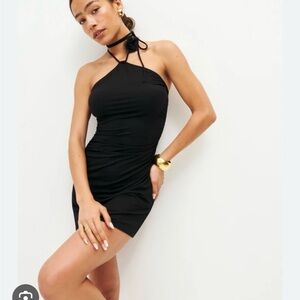 Reformation Black Mini Halter Dress